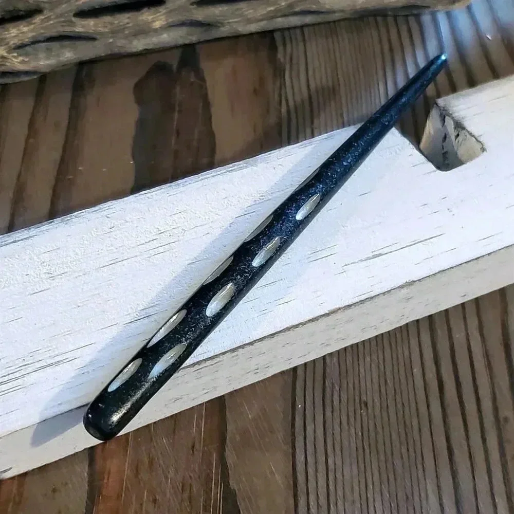 Hand Carved India Black Tribal Minimalist Yak Bone Hair Stick - Picture 3 of 11